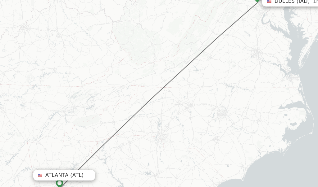 Direct non stop flights from Atlanta to Dulles schedules