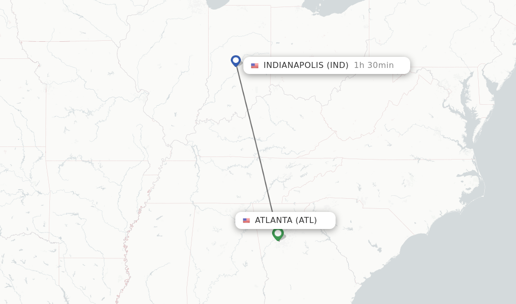 Direct non stop flights from Atlanta to Indianapolis schedules