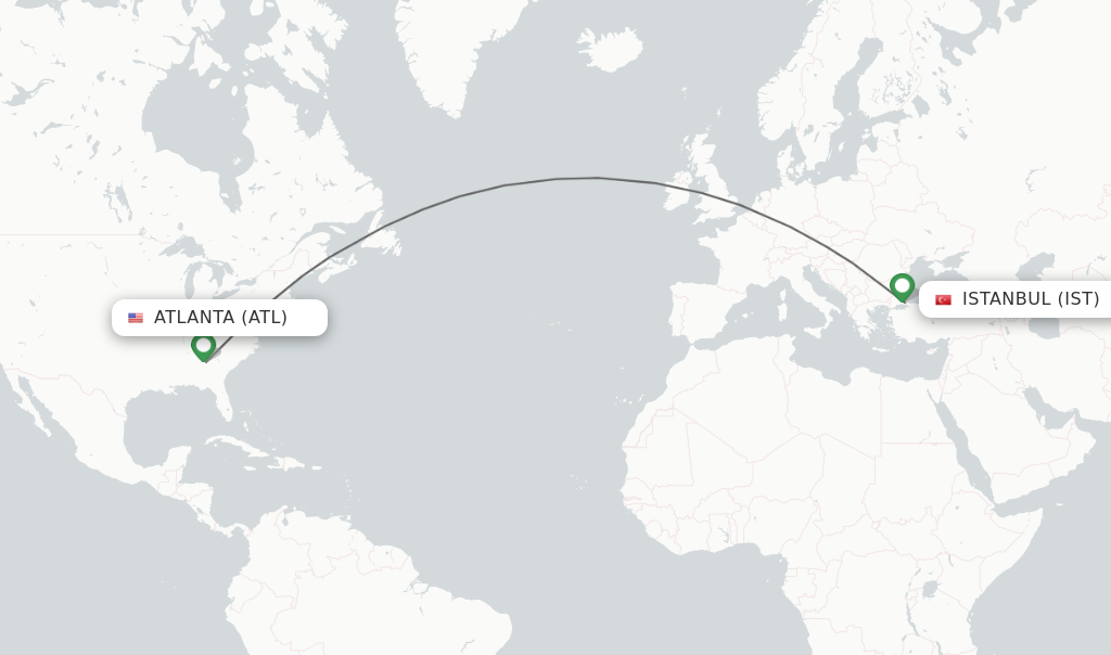 Direct (nonstop) flights from Atlanta to Istanbul schedules