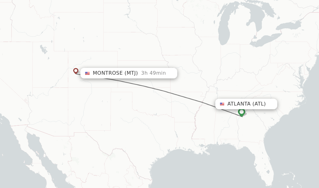 Direct non stop flights from Atlanta to Montrose schedules