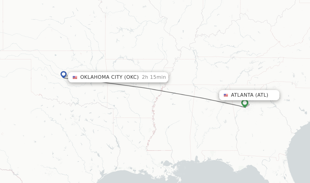 Direct non stop flights from Atlanta to Oklahoma City