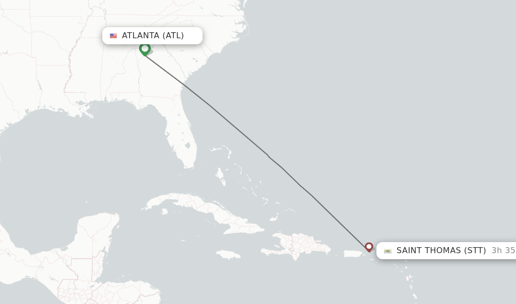 Direct non stop flights from Atlanta to Saint Thomas schedules