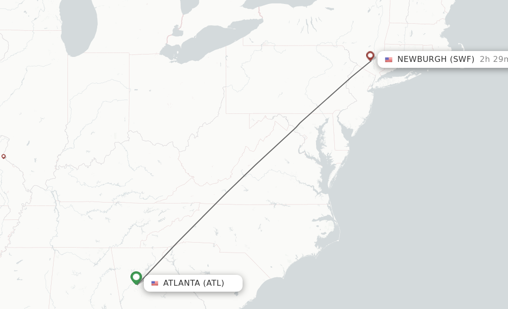 Direct non stop flights from Atlanta to Newburgh schedules