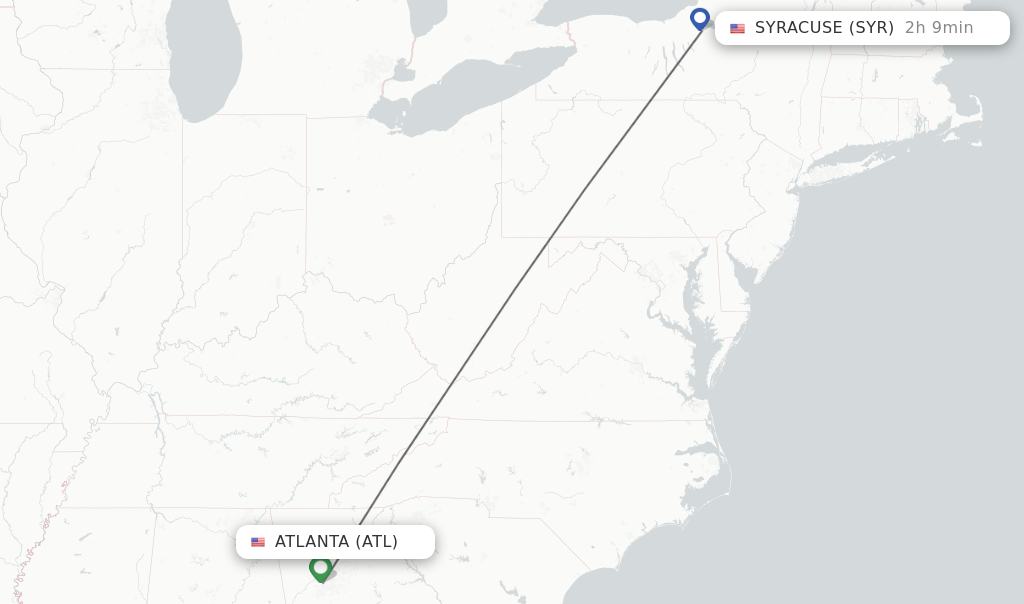 Direct non stop flights from Atlanta to Syracuse schedules