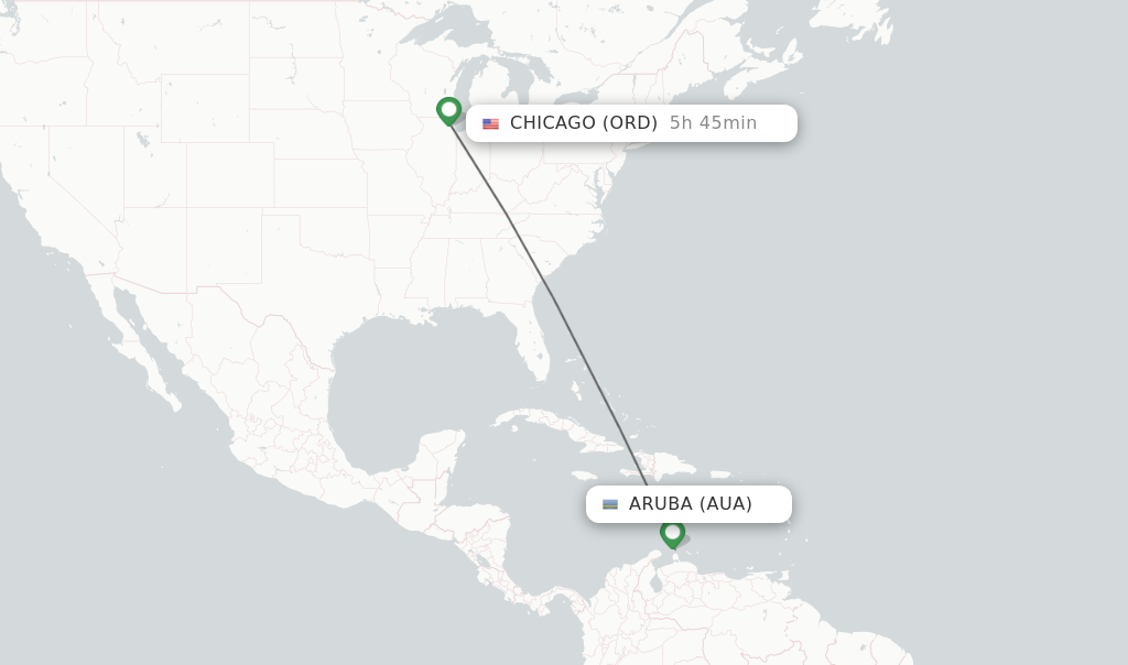 Direct non stop flights from Aruba to Chicago schedules