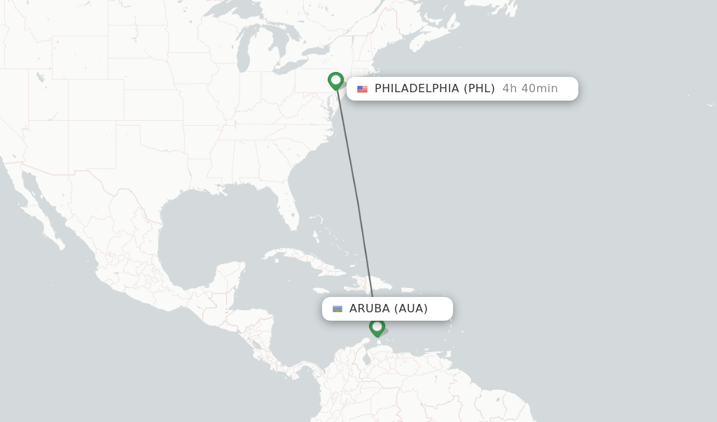 Direct non stop flights from Aruba to Philadelphia schedules