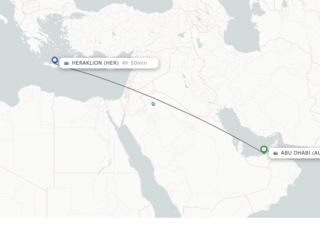 Direct non stop flights from Abu Dhabi to Heraklion schedules