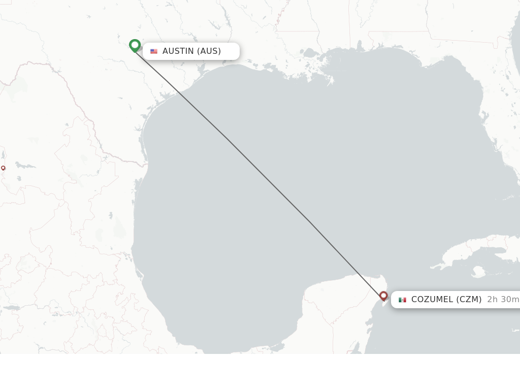 Direct non stop flights from Austin to Cozumel schedules