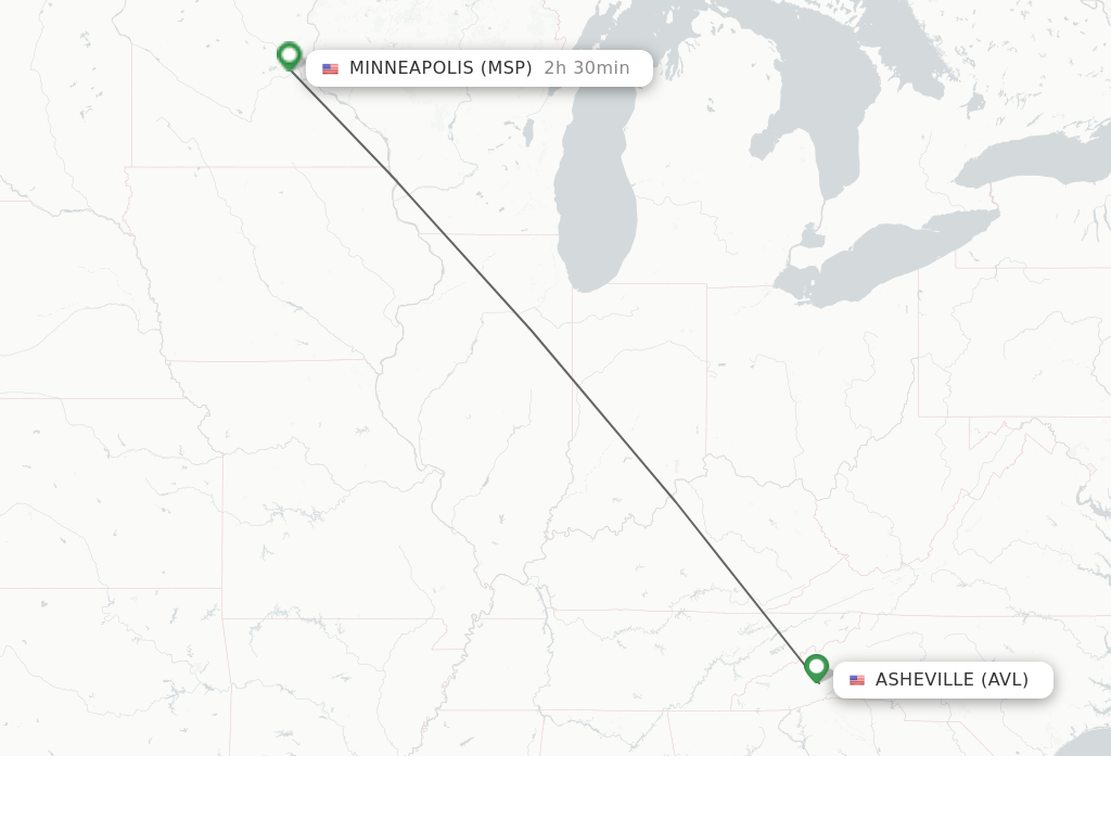 Direct non stop flights from Asheville to Minneapolis