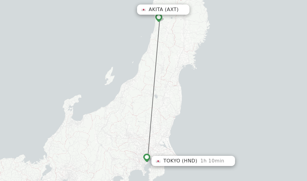 Direct (non-stop) flights from Akita to Tokyo - schedules - FlightsFrom.com