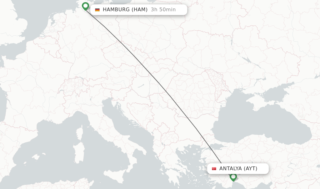 Direct non stop flights from Antalya to Hamburg schedules