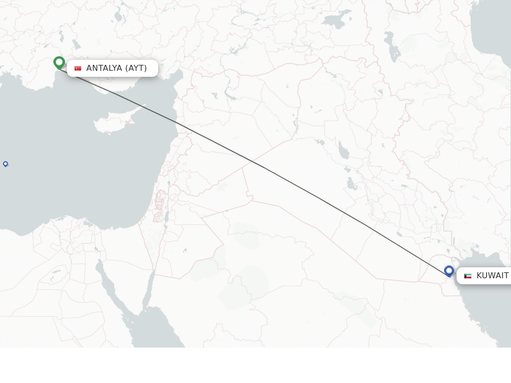 Direct non stop flights from Antalya to Kuwait schedules