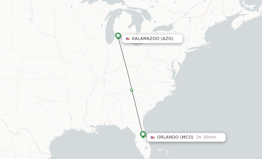 Direct non stop flights from Kalamazoo to Orlando schedules