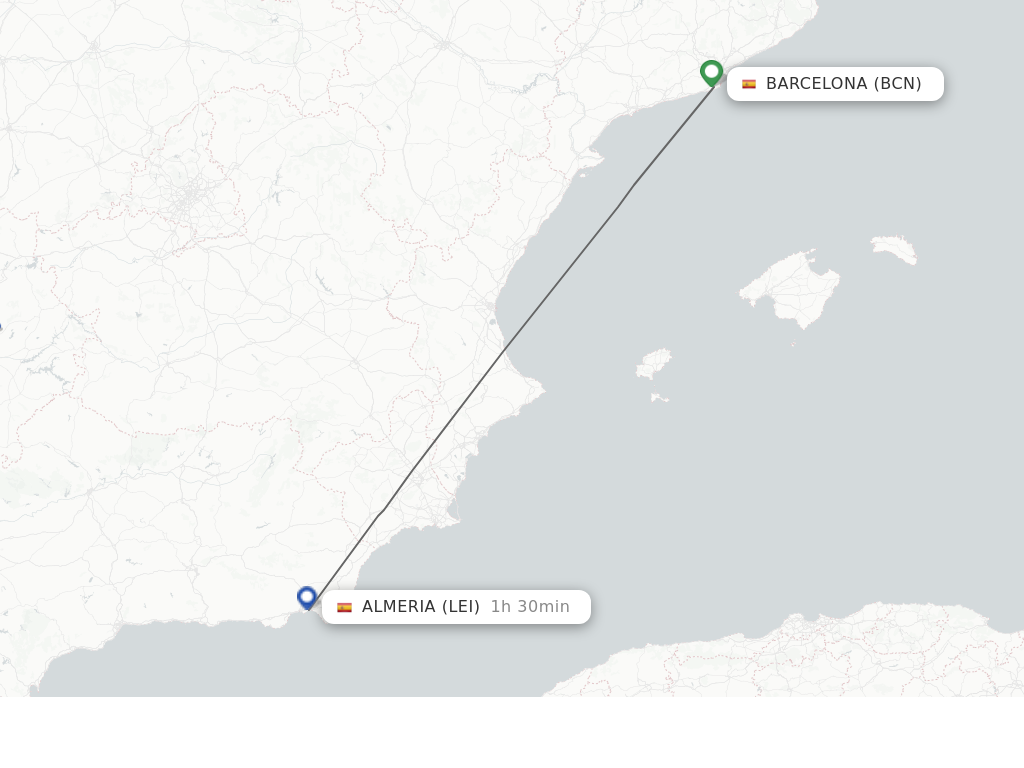 Direct (nonstop) flights from Barcelona to Almeria schedules