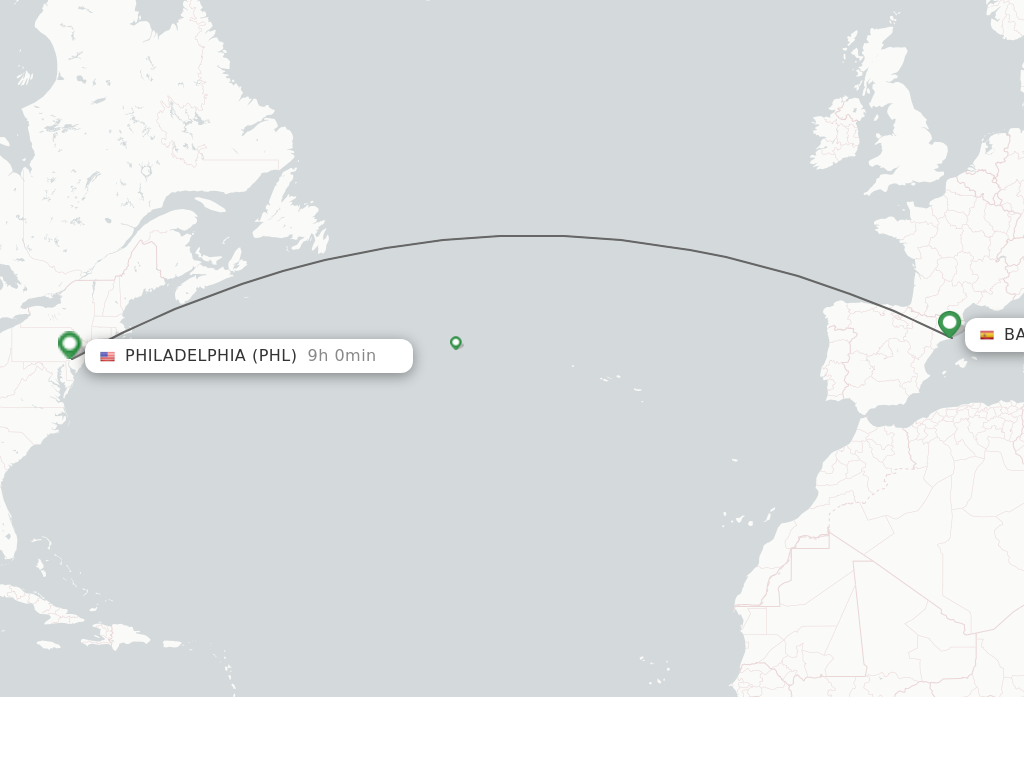 Direct non stop flights from Barcelona to Philadelphia