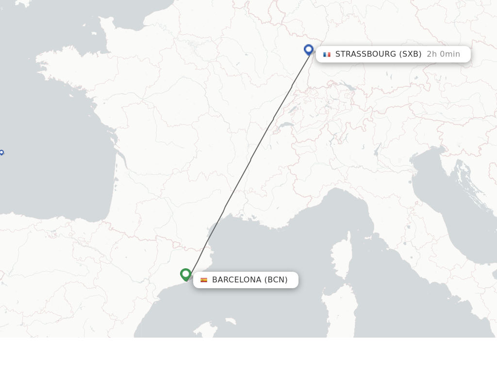 Direct non stop flights from Barcelona to Strasbourg schedules