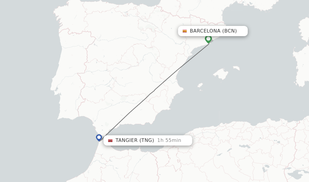 Direct (non-stop) flights from Barcelona to Tangier - schedules ...