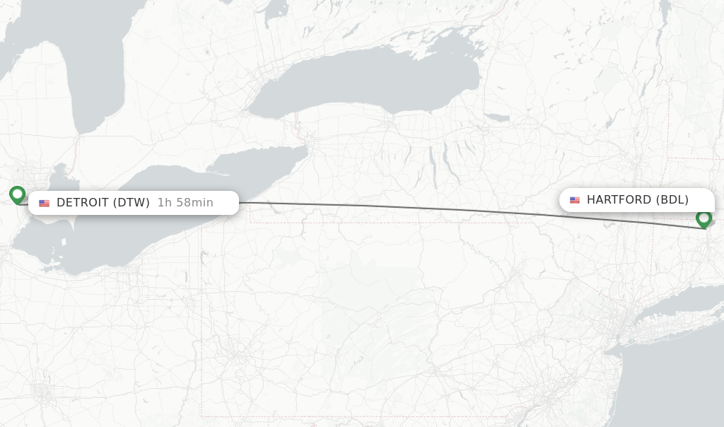 Direct non stop flights from Hartford to Detroit schedules