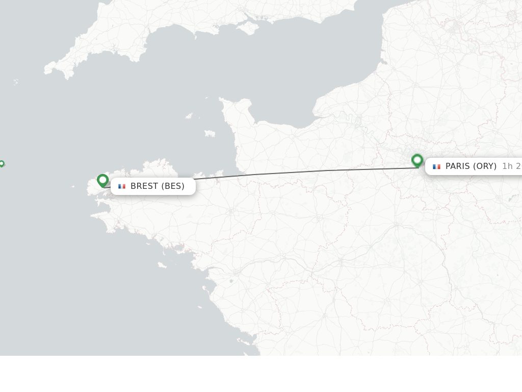 Direct (non-stop) flights from Brest to Paris - schedules - FlightsFrom.com