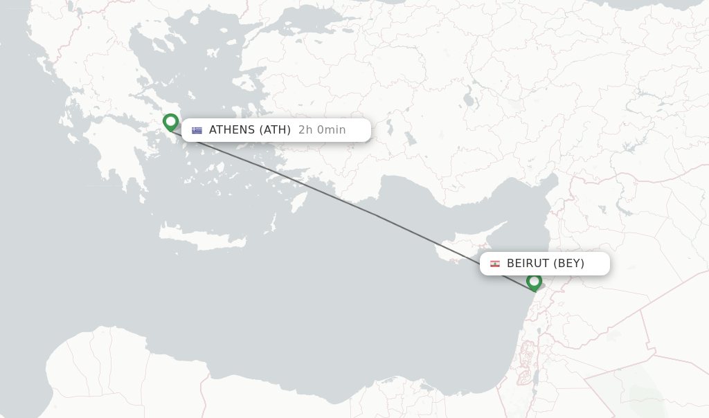 Direct (nonstop) flights from Beirut to Athens schedules