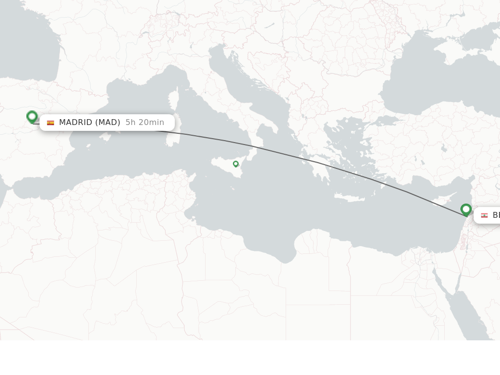 Direct (non-stop) flights from Beirut to Madrid - schedules ...