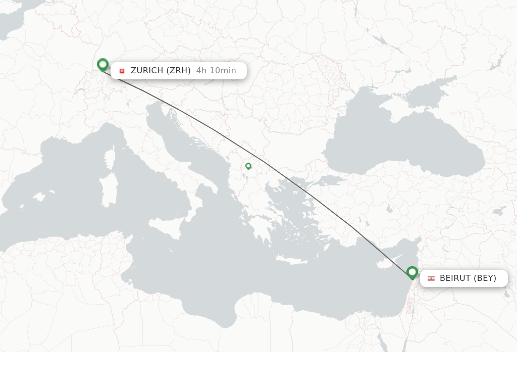 Direct non stop flights from Beirut to Zurich schedules