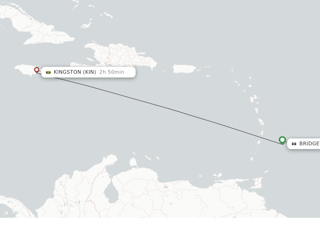 Direct non stop flights from Bridgetown to Kingston schedules