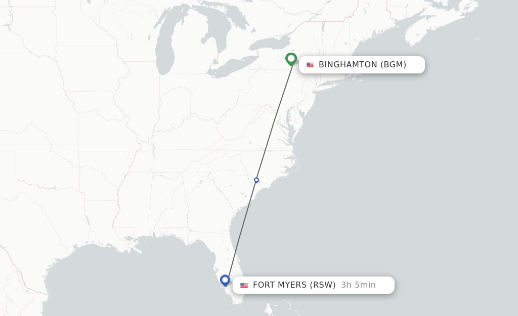 Direct non stop flights from Binghamton to Fort Myers