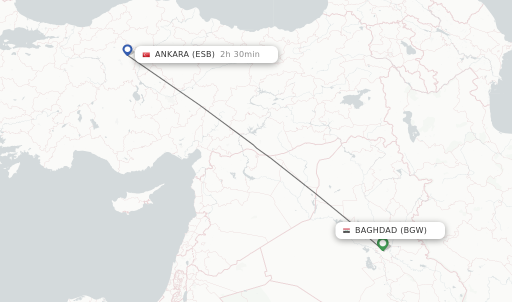 Direct non stop flights from Baghdad to Ankara schedules