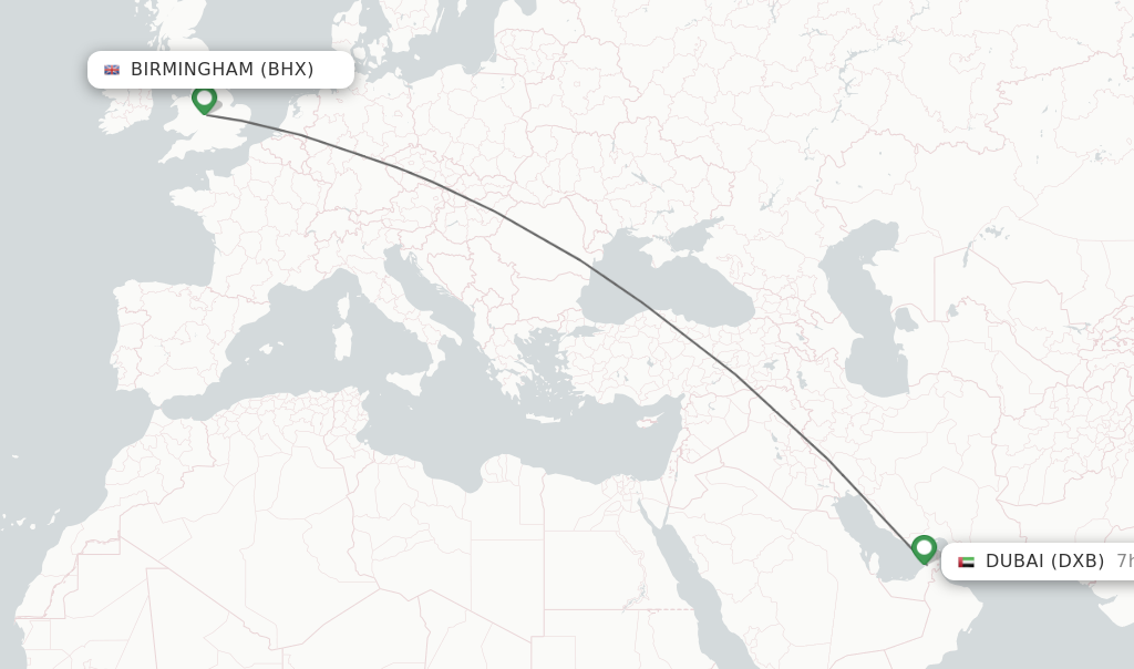 Direct non stop flights from Birmingham to Dubai schedules