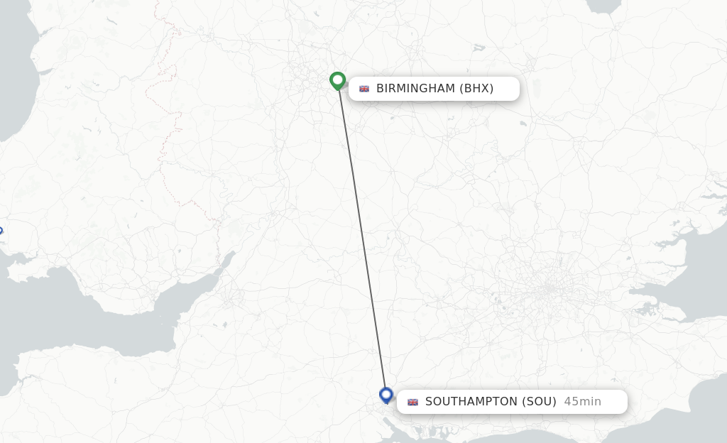 Direct non stop flights from Birmingham to Southampton