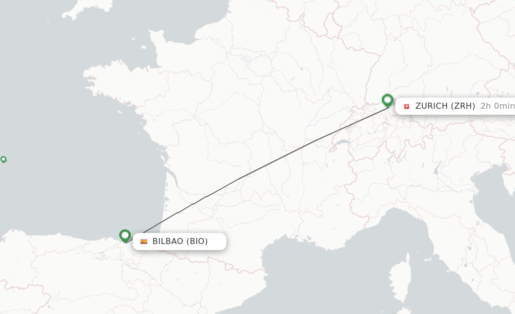 Direct non stop flights from Bilbao to Zurich schedules