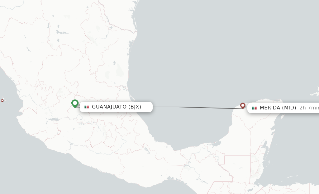 Direct (nonstop) flights from Leon/Guanajuato to Merida schedules