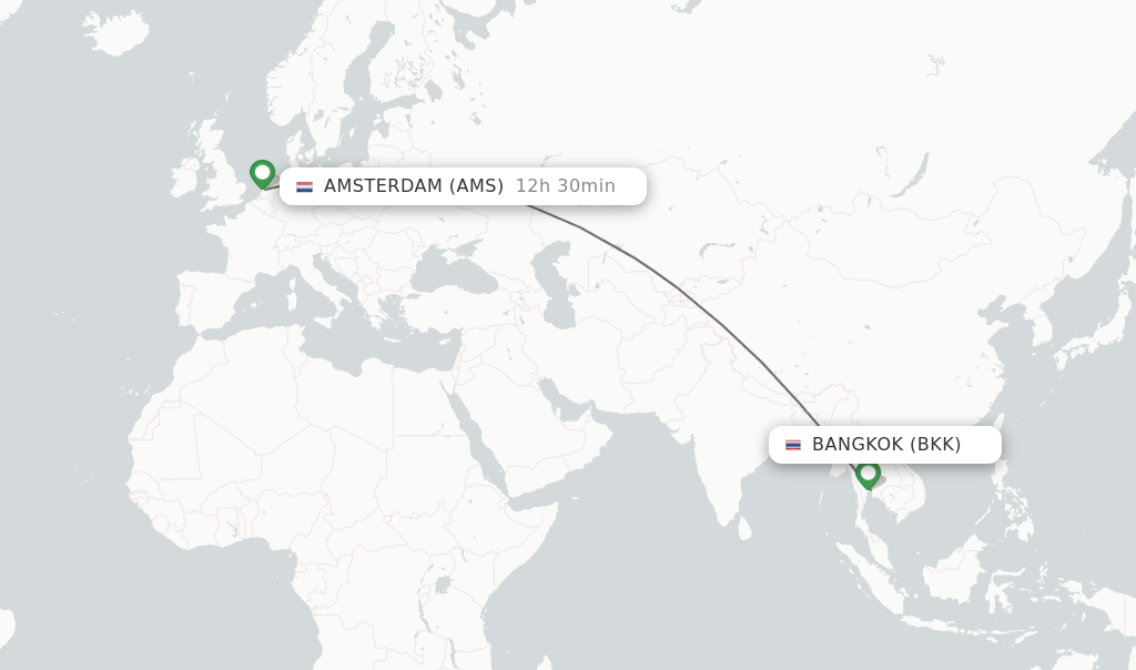 Direct non stop flights from Bangkok to Amsterdam schedules