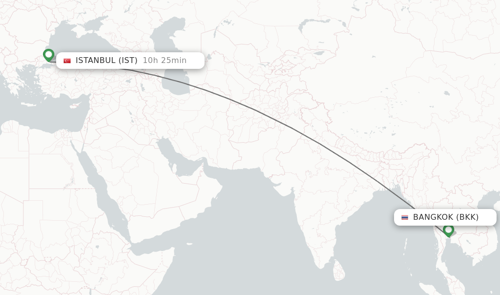 Direct (non-stop) flights from Bangkok to Istanbul - schedules