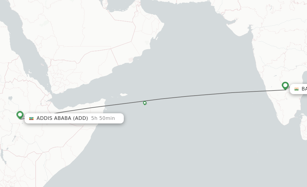 Direct (non-stop) flights from Bengaluru to Addis Ababa - schedules ...