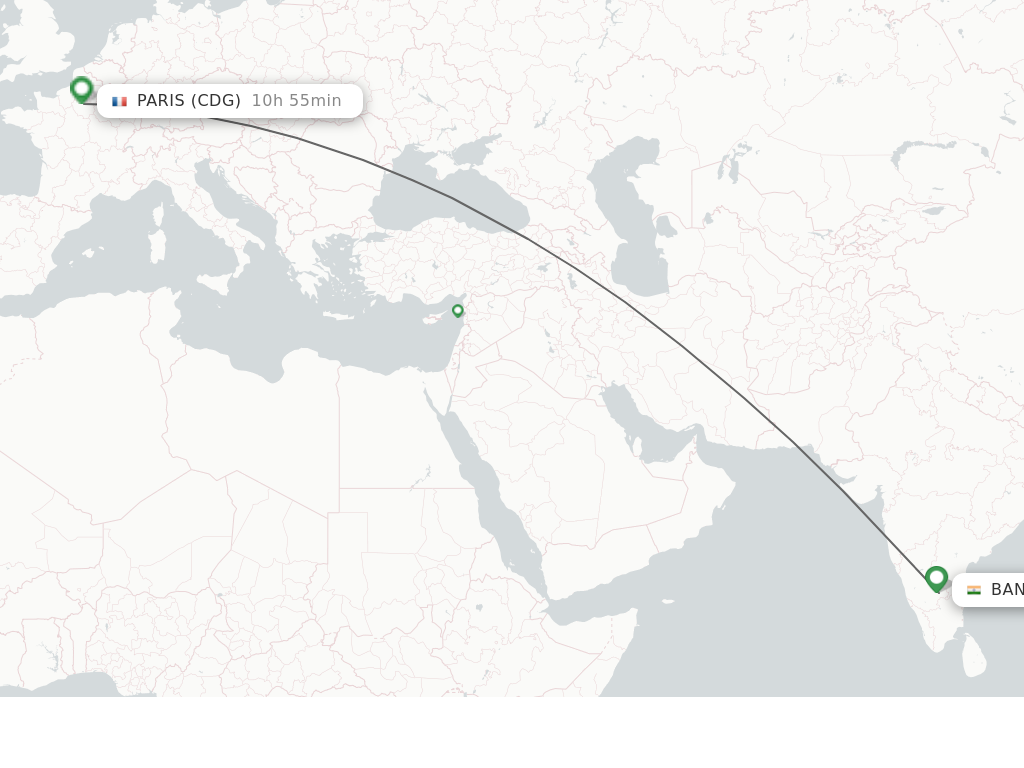 Direct (nonstop) flights from Bengaluru to Paris schedules