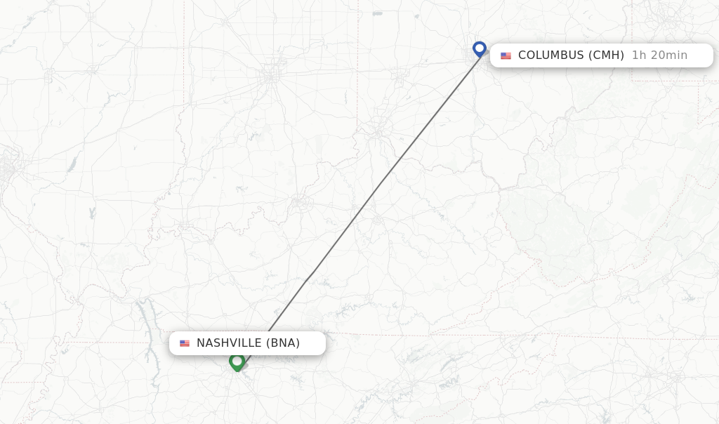 Direct (nonstop) flights from Nashville to Columbus schedules