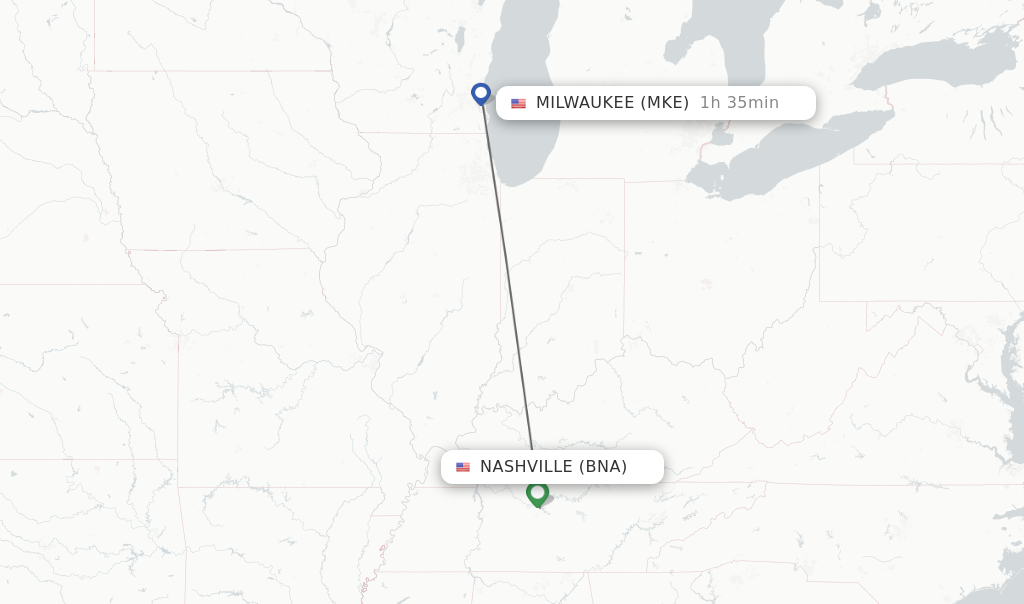 Direct non stop flights from Nashville to Milwaukee schedules