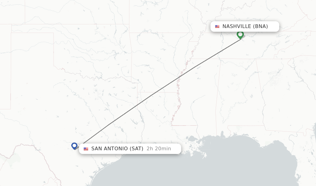 Direct non stop flights from Nashville to San Antonio