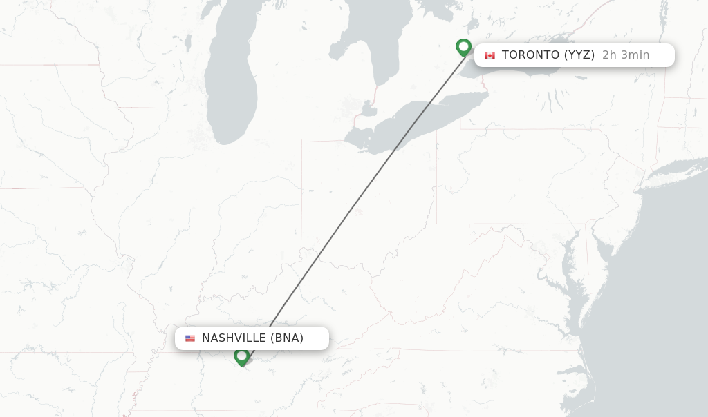 Direct Non Stop Flights From Nashville To Toronto Schedules   BNA YYZ 