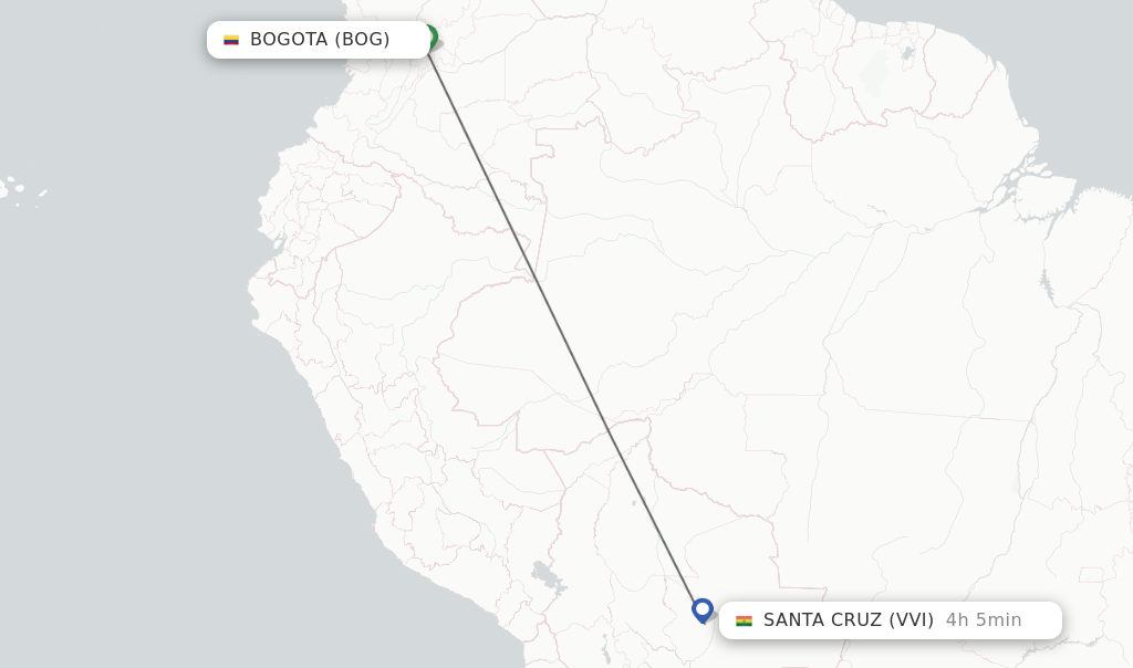 Direct non stop flights from Bogota to Santa Cruz schedules