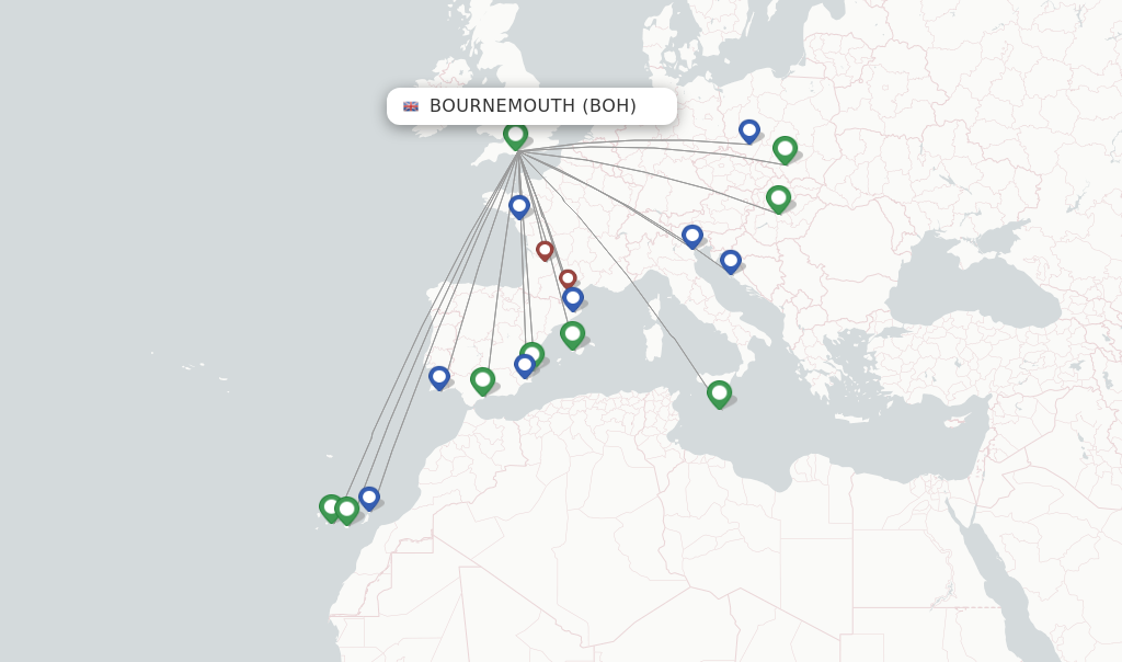 Ryanair flights from Bournemouth, BOH