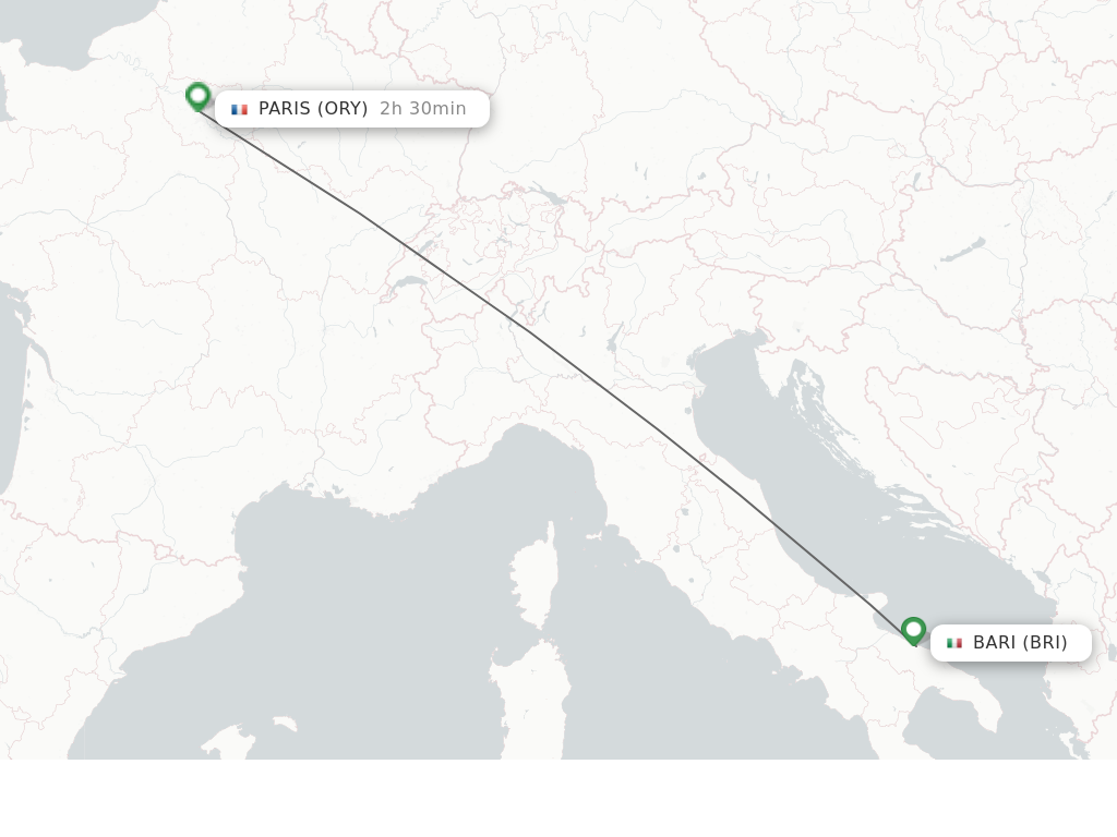 Direct non stop flights from Bari to Paris schedules