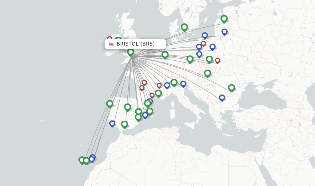 Ryanair flights from Bristol, BRS