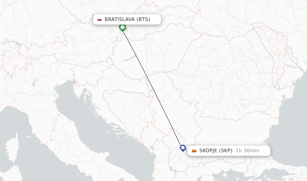 Direct (nonstop) flights from Bratislava to Skopje schedules