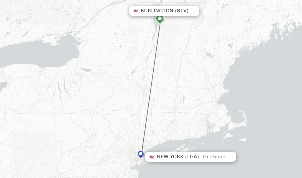 Direct non stop flights from Burlington to New York schedules