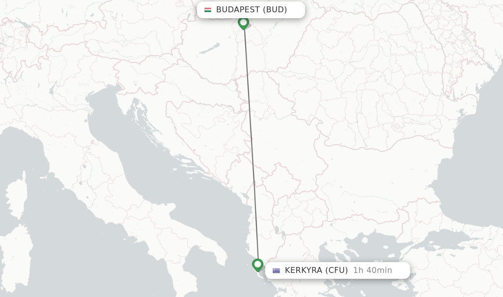 Direct non stop flights from Budapest to Kerkyra schedules