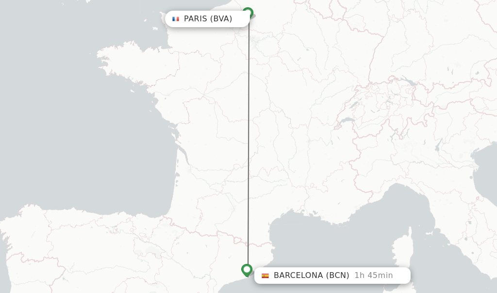 Direct non stop flights from Paris to Barcelona schedules