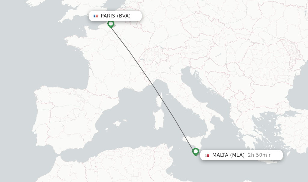 Direct non stop flights from Paris to Malta schedules